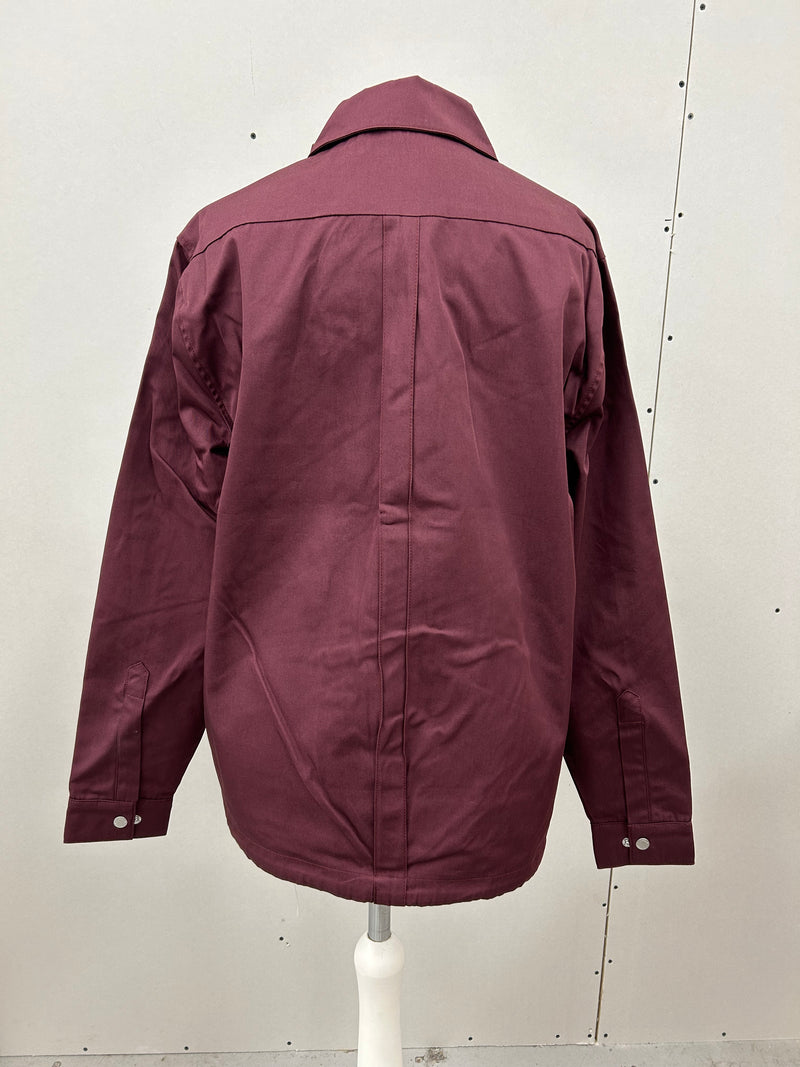 Men’s Burgundy Skip Button Up Drawstring Jacket
