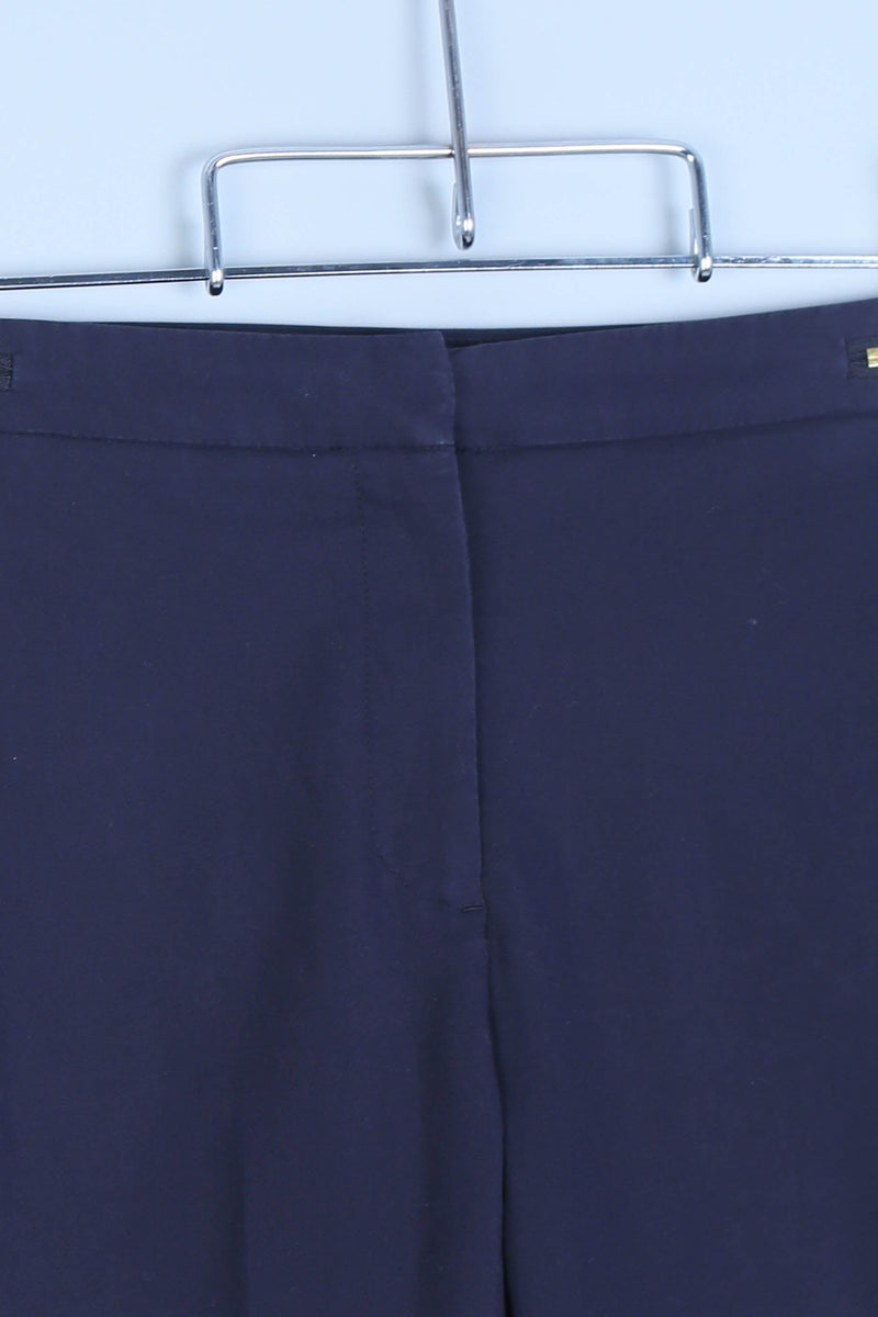 Navy Skinny & Slim Trousers With Gold Zip