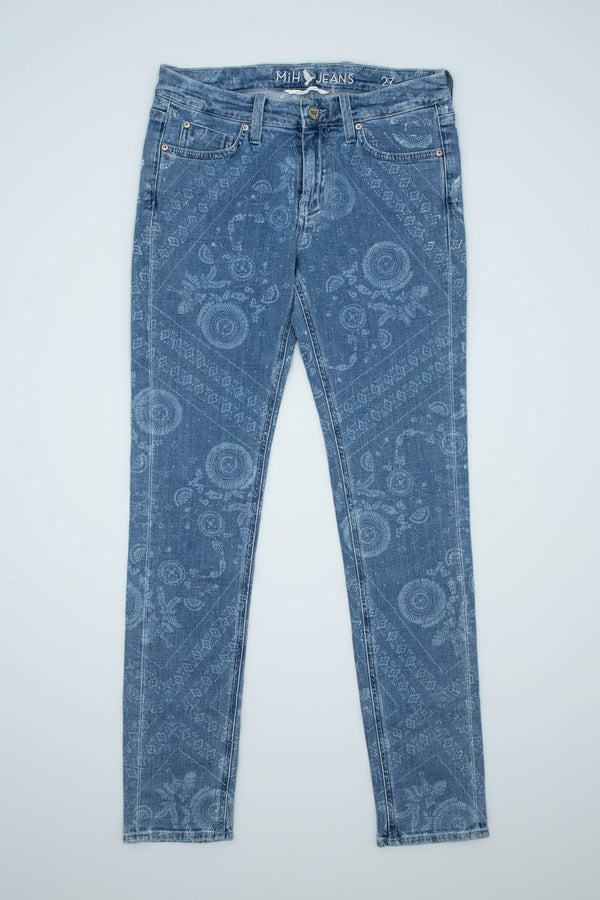 Blue Patterned Slim Jeans