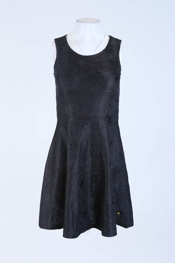 Glittery Black Skater Dress