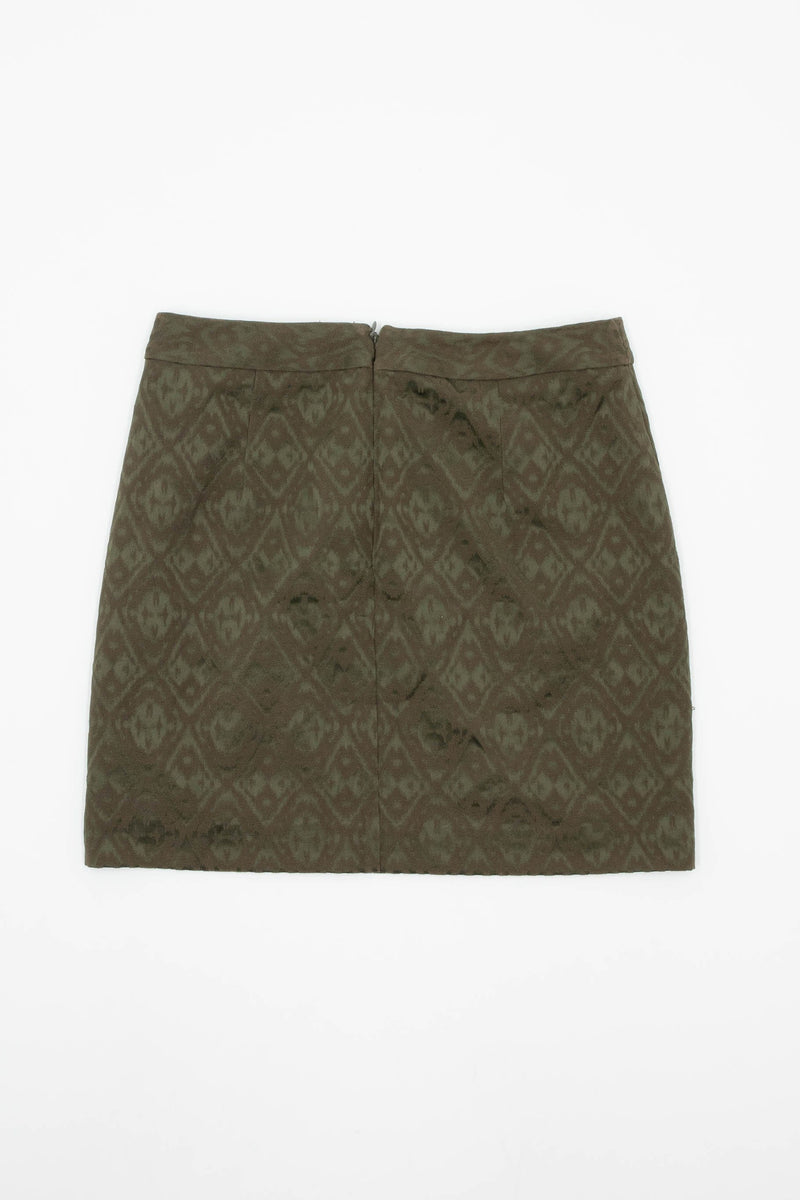 Green Patterned Mini Skirt