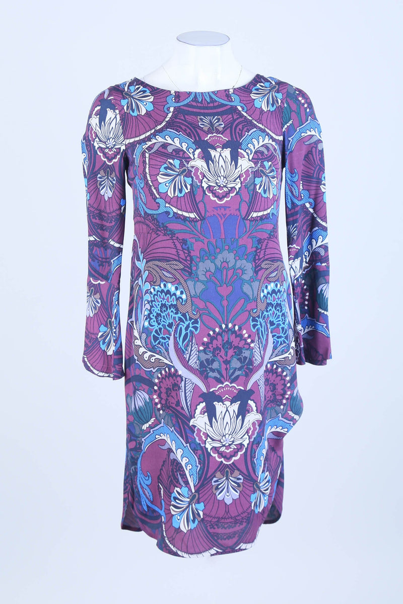 Purple Floral Print Midi Dress