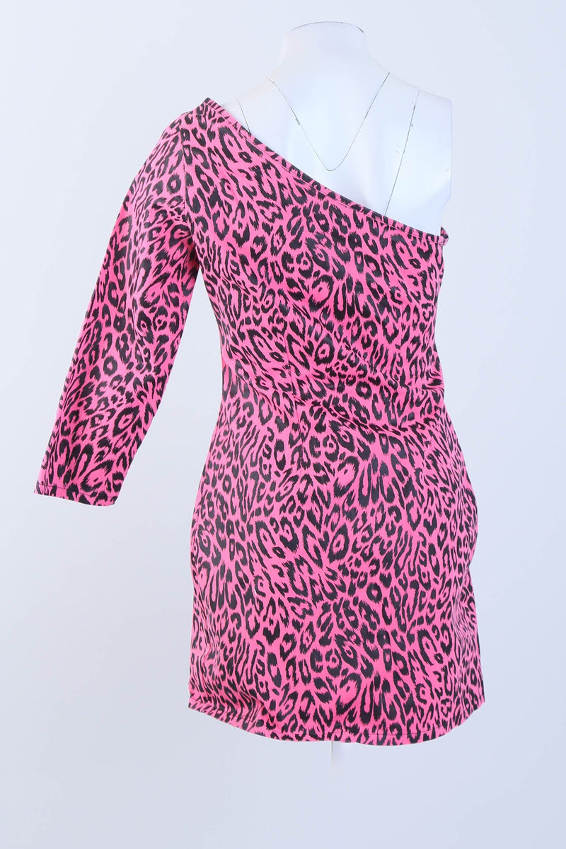 Leopard Print Asymmetric Mini Dress
