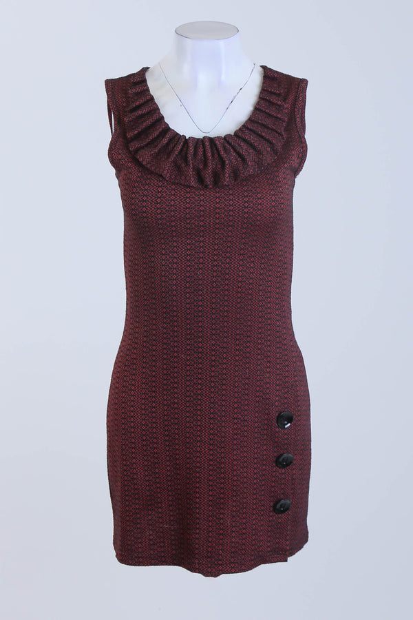 Fitted Dress With Frill Detail Neck Line