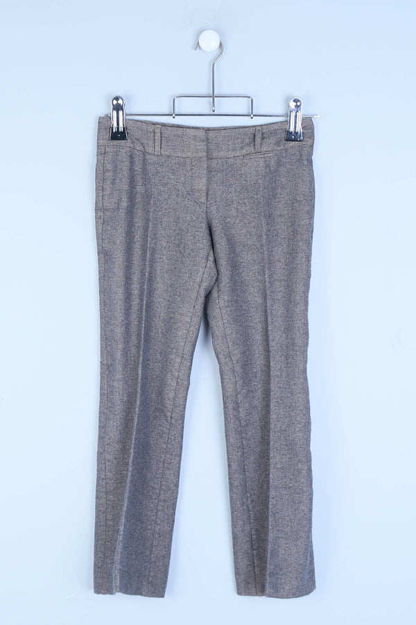 Grey Wool Blend Tailored Trousers