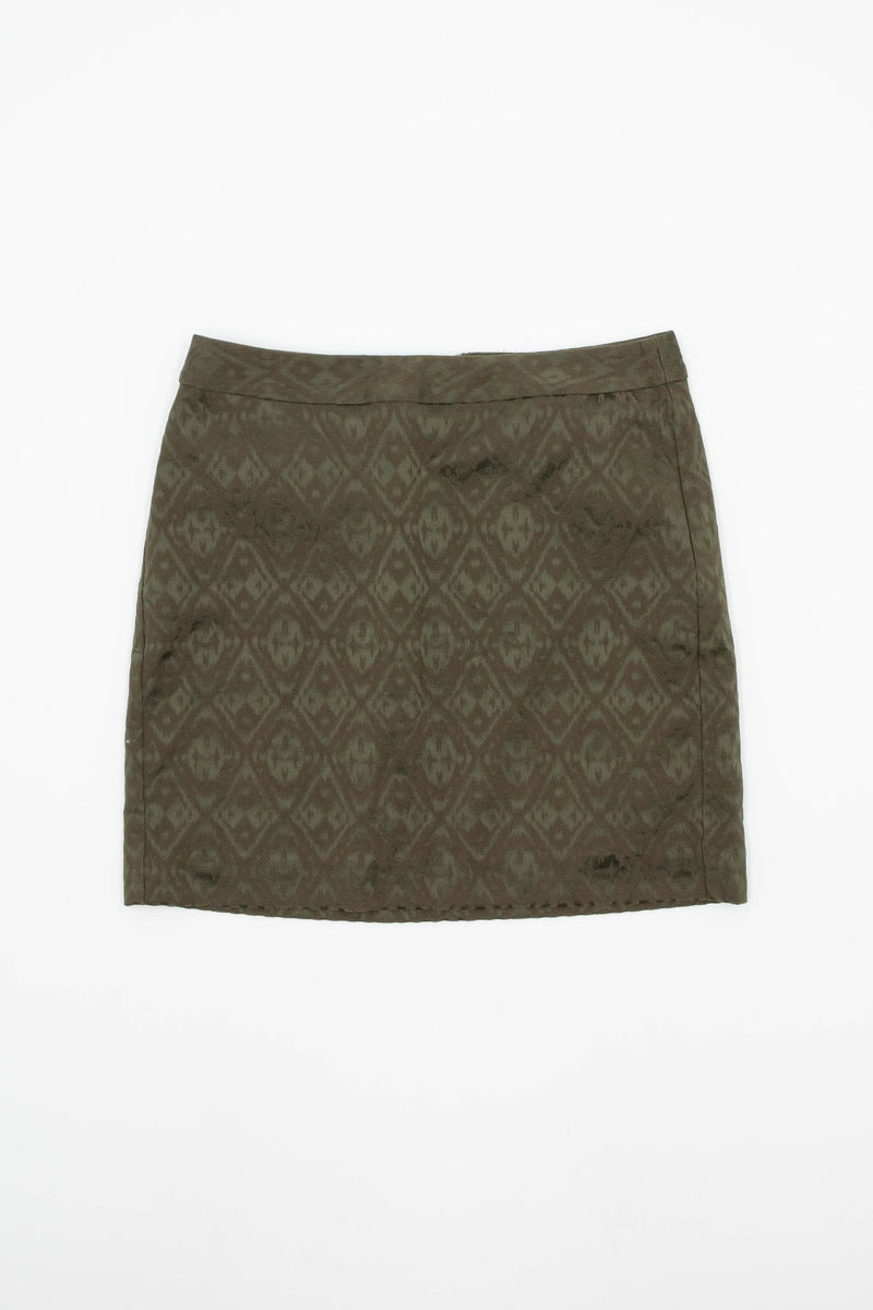 Green Patterned Mini Skirt