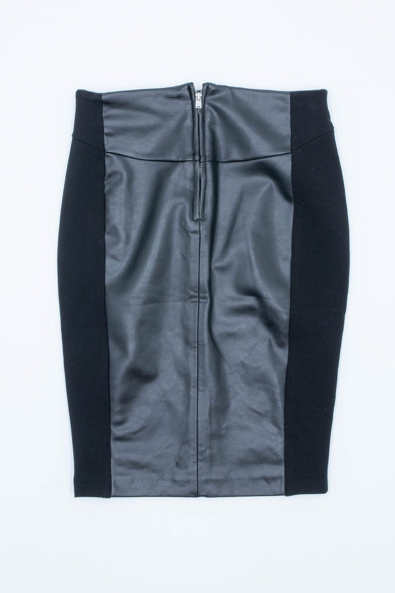 Black Leather Look Pencil Skirt